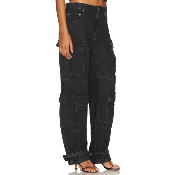 GRLFRND The Lex Cargo Jeans Size 24 black South point cotton low rise denim - Picture 3 of 14